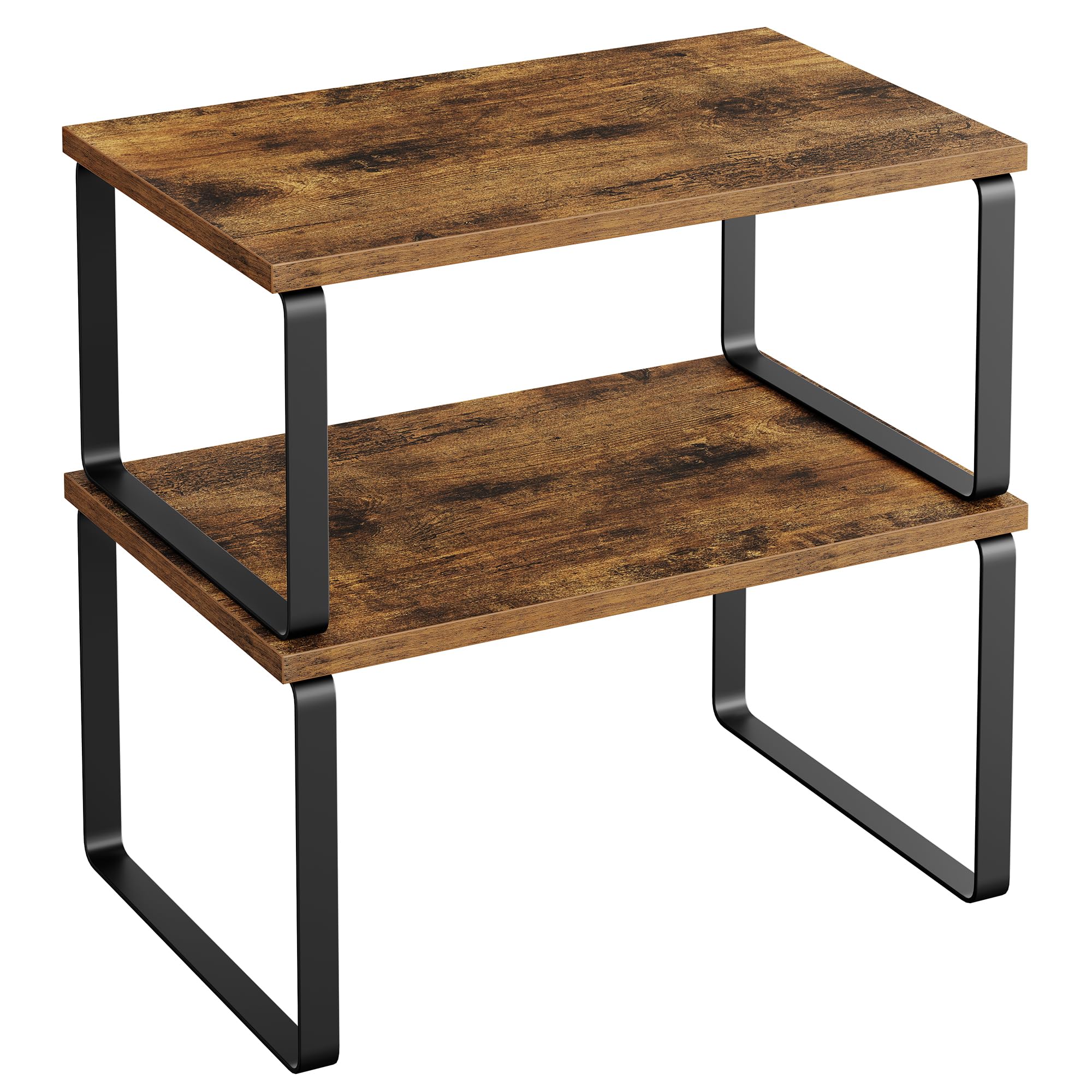 SONGMICS Cabinet Organizer Shelf, Set of 2 Kitchen Counter Shelves, Kitchen Storage, Spice Rack, Stackable, Expandable, Metal and Engineered Wood