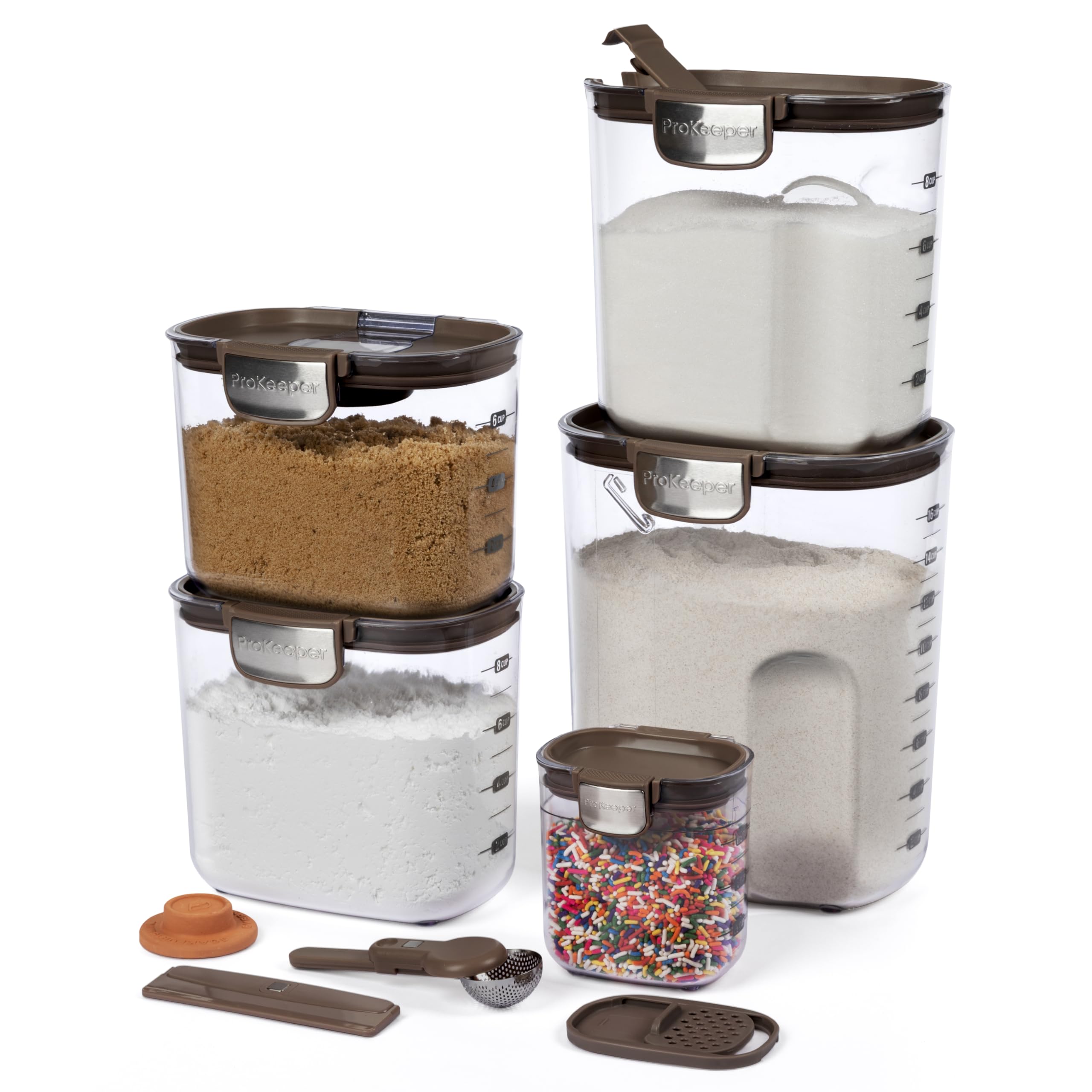 ProKeeper+ Airtight Food Storage Container Set – Clear Plastic Flour and Sugar Canister Set with Magnetic Accessories for Kitchen Organization