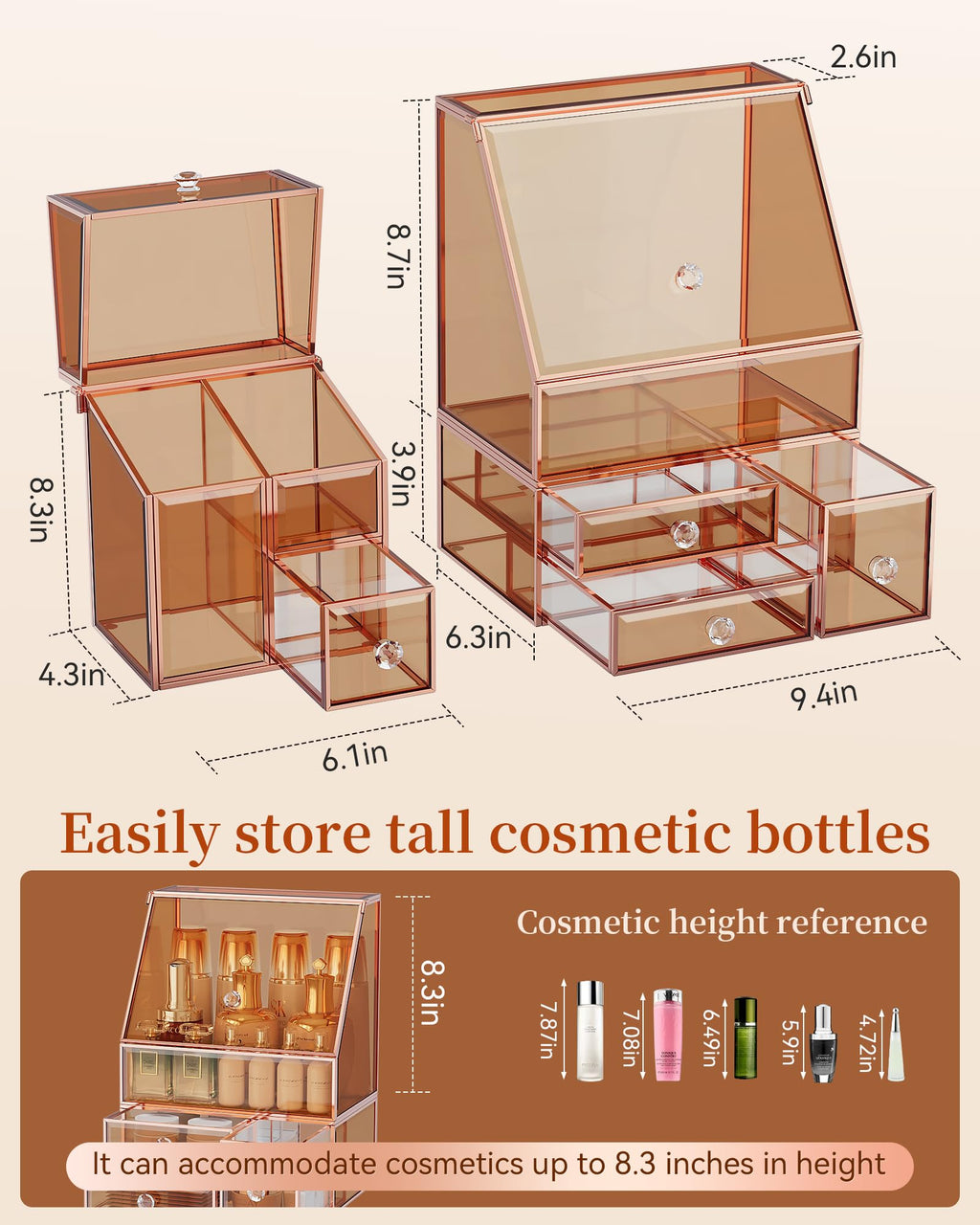 Youdepot Tempered Glass Makeup Organizer