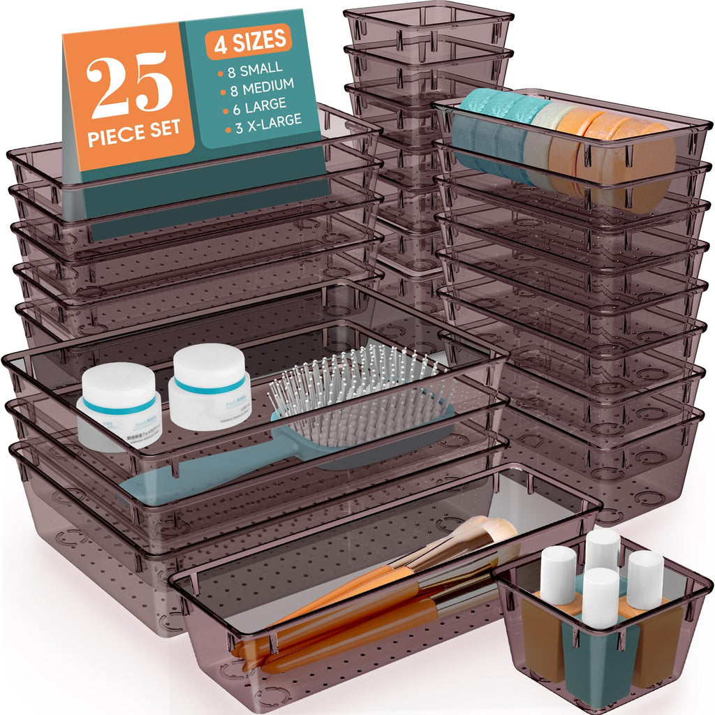 WOWBOX 25 PCS Plastic Drawer Organizer Set