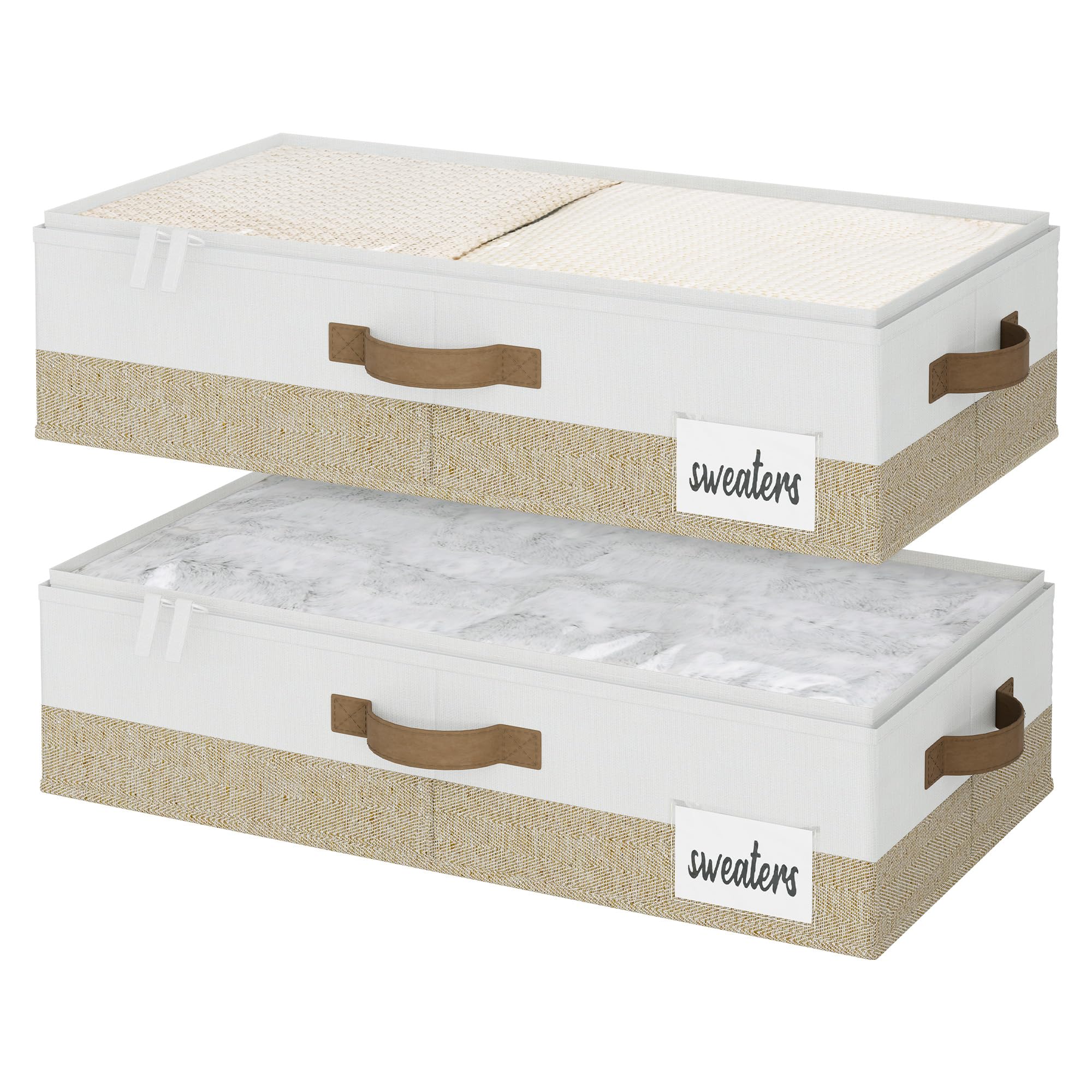 StorageWorks Underbed Storage Bins, Under Bed Storage Containers with Zippers, Closet Organizer for Clothes, Blankets