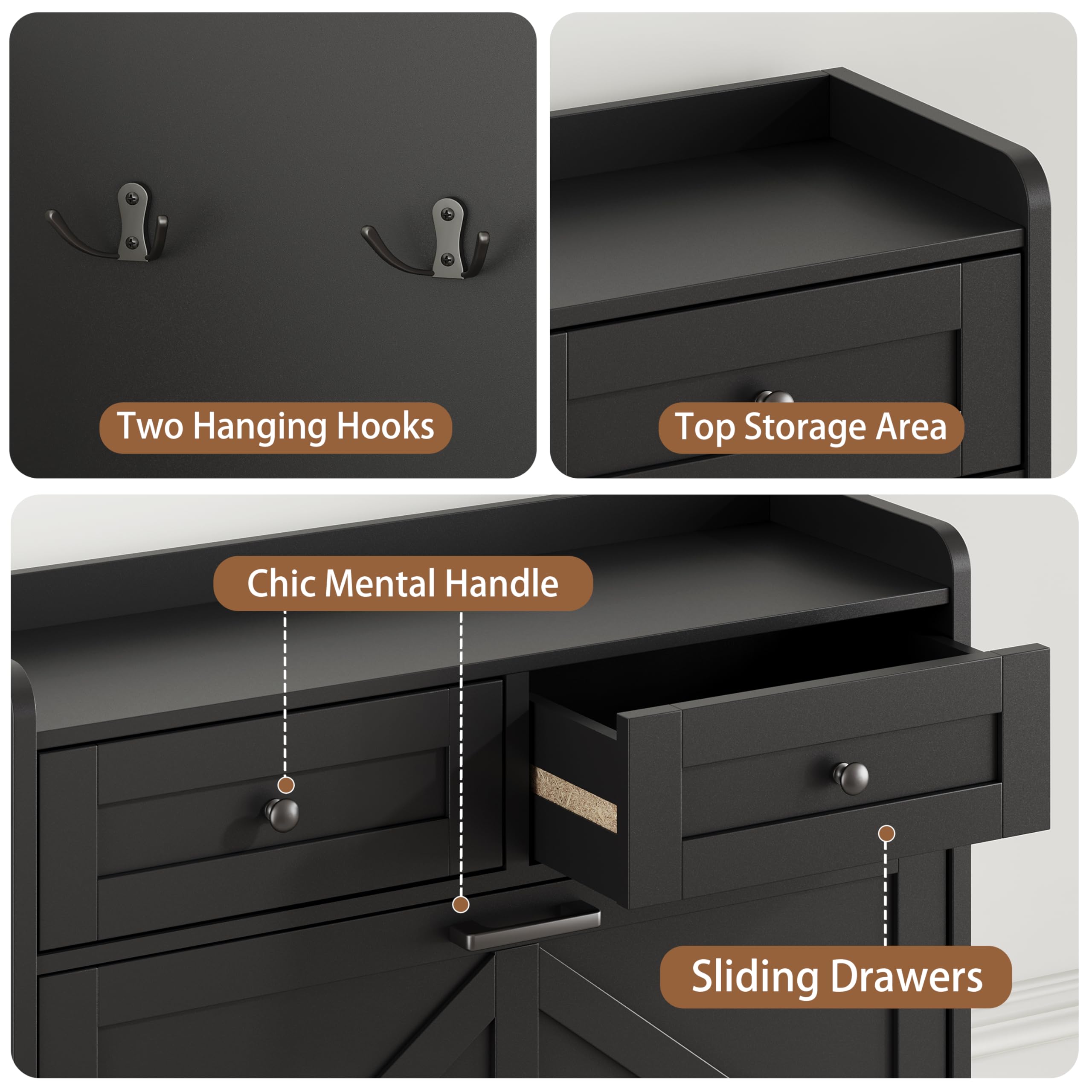 Xixini Shoe Cabinet Flip Drawers & Top Drawers