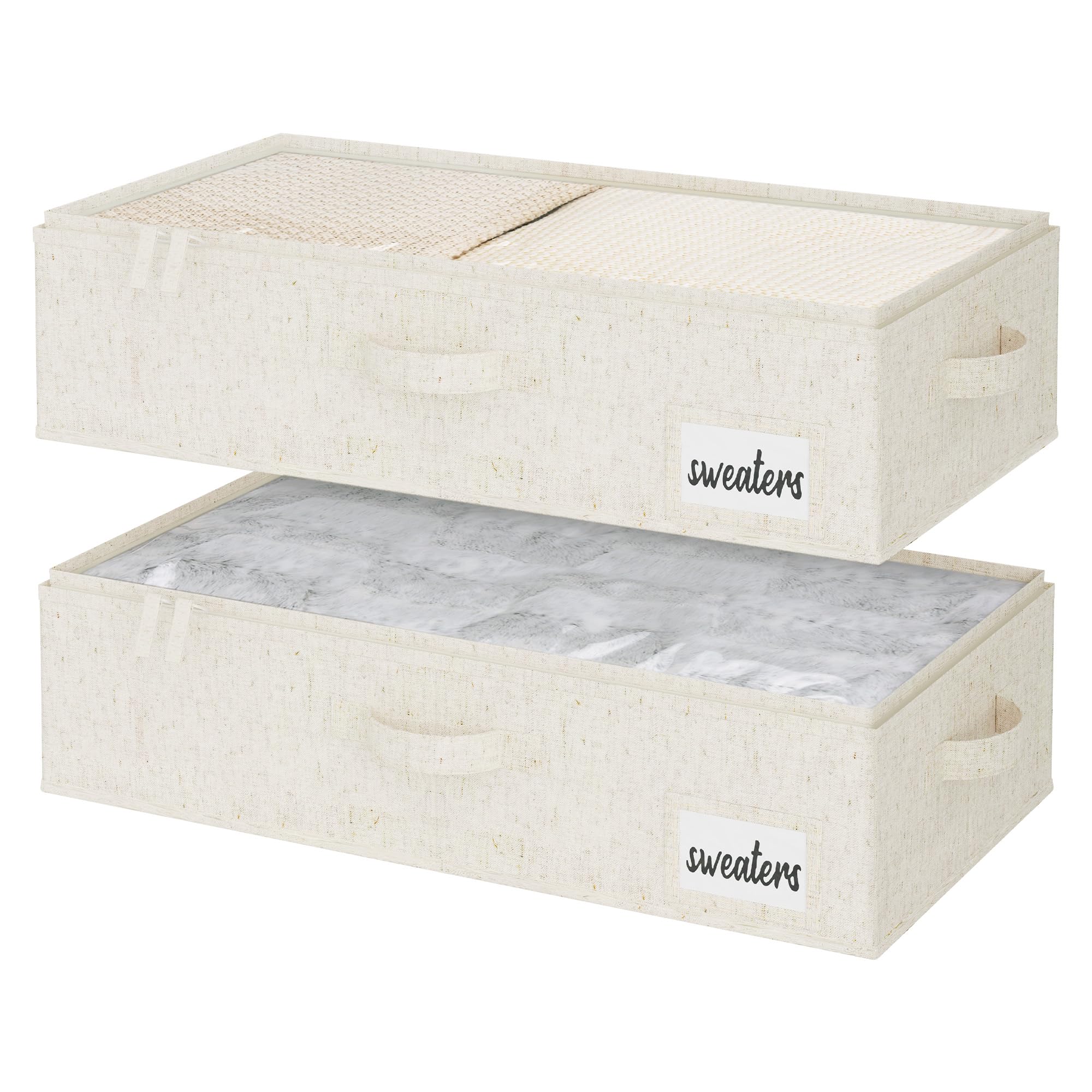 StorageWorks Underbed Storage Bins, Under Bed Storage Containers with Zippers, Closet Organizer for Clothes, Blankets