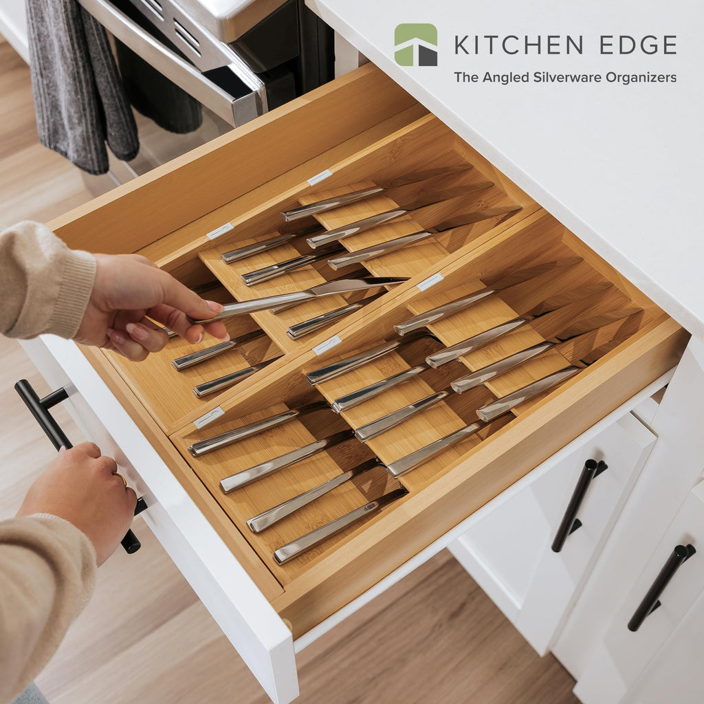 KitchenEdge Premium Kitchen Drawer Organizer, Bamboo