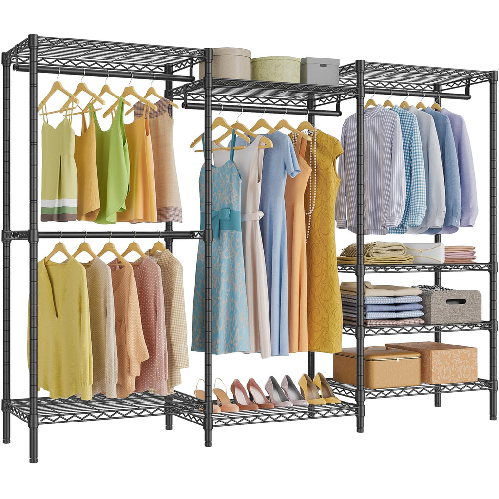 VIPEK V5 Portable Closet Wardrobe Heavy Duty Clothes Rack, Freestanding Clothing Rack with 4 Hang Rods & 8 Shelves, Adjustable Custom Closet Rack