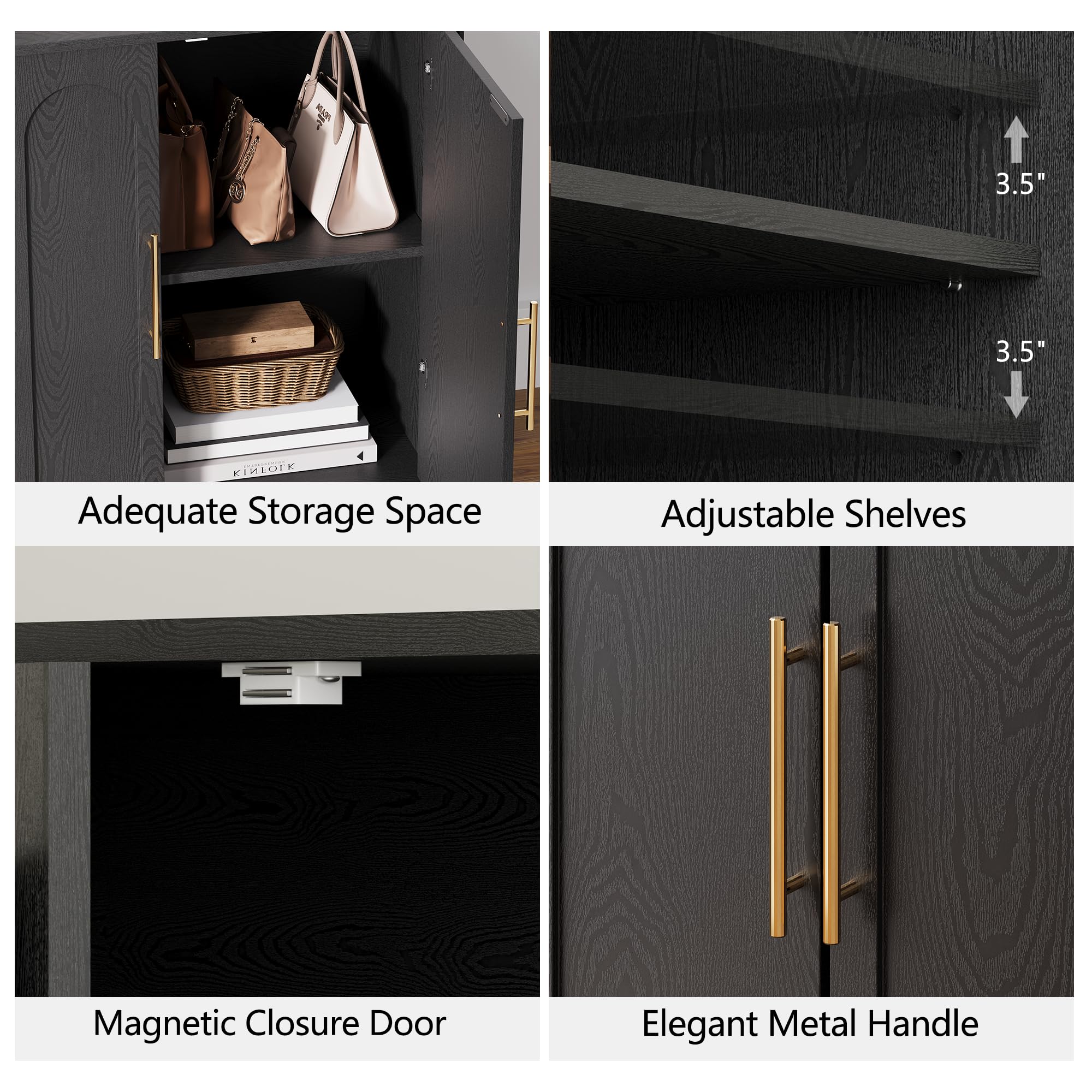 FORTUNETEC Sideboard Buffet Cabinet with Storage, Modern Accent Cabinet with Arched Doors & Shelf, 31.5" Modular Media Console, Minimalist Credenza for Living Room Kitchen Dining Room Entryway