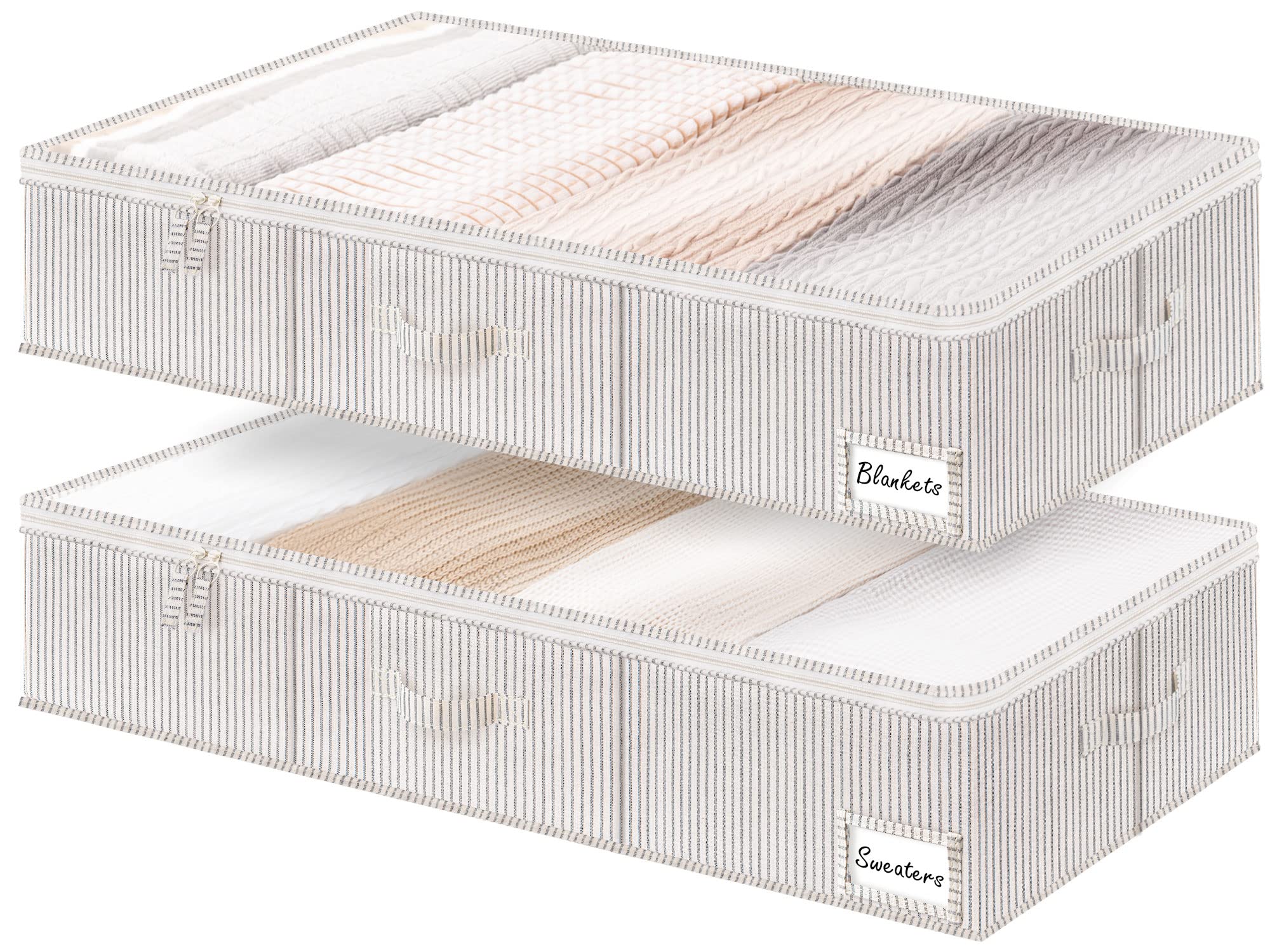 StorageWorks Underbed Storage Bins, Under Bed Storage Containers with Zippers, Closet Organizer for Clothes, Blankets