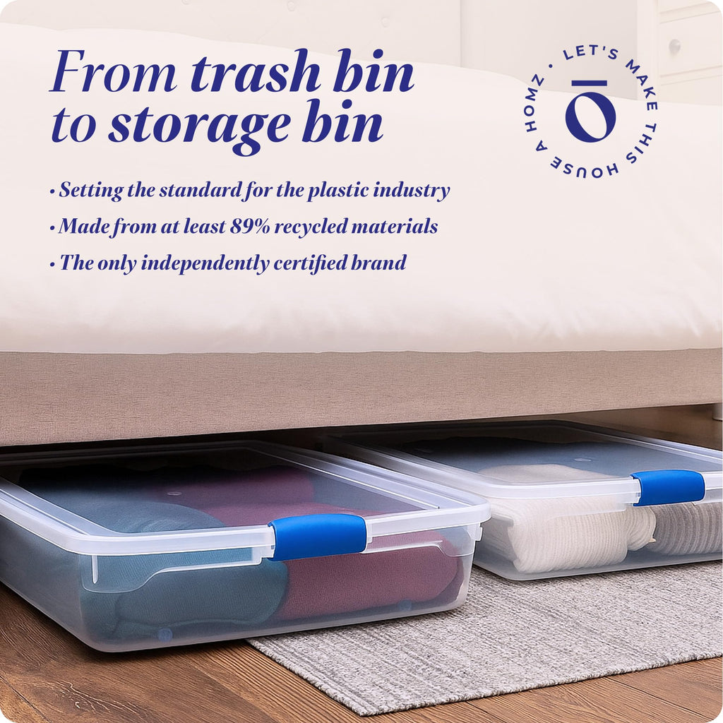 HOMZ Clear Latching Underbed Plastic Storage