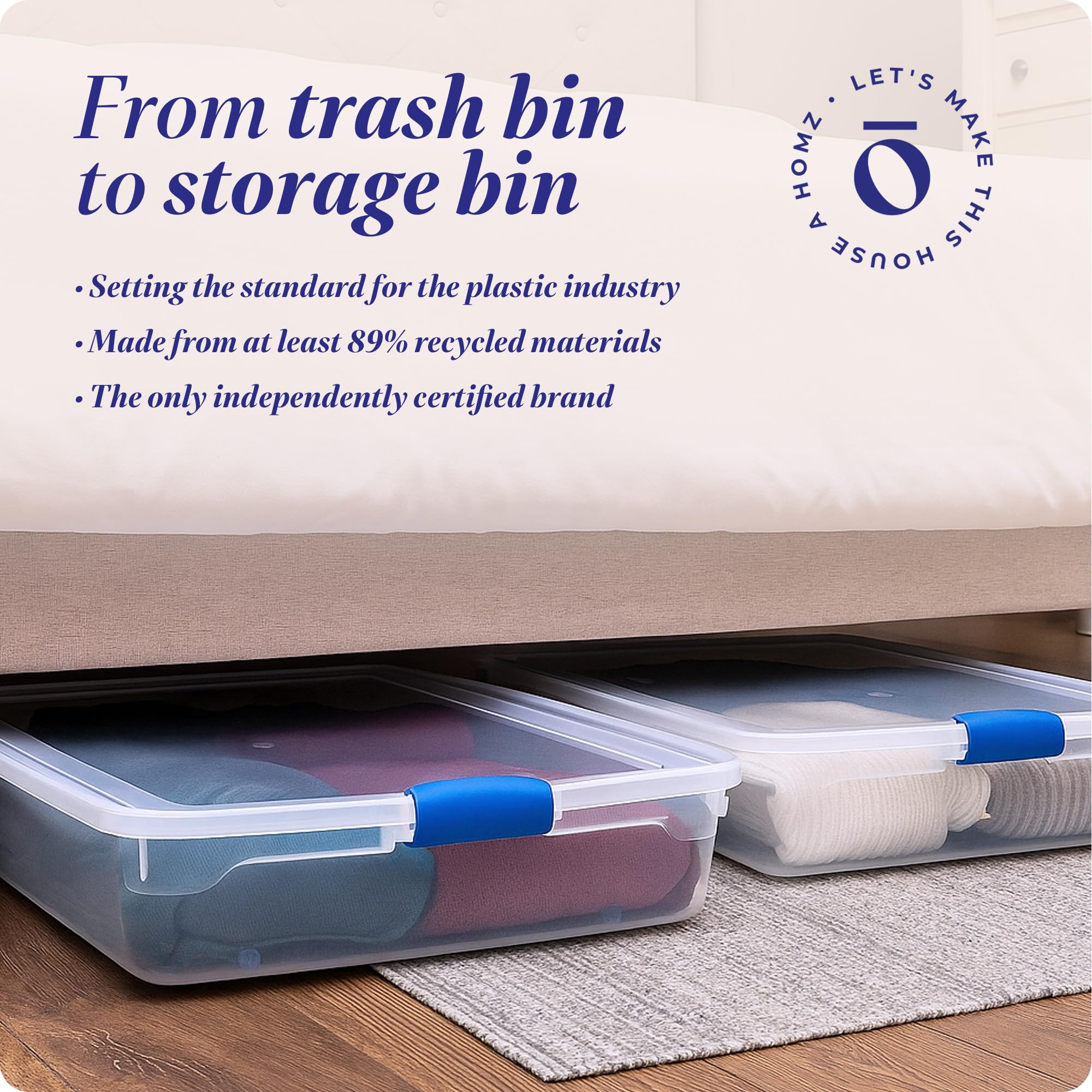HOMZ Clear Latching Underbed Plastic Storage