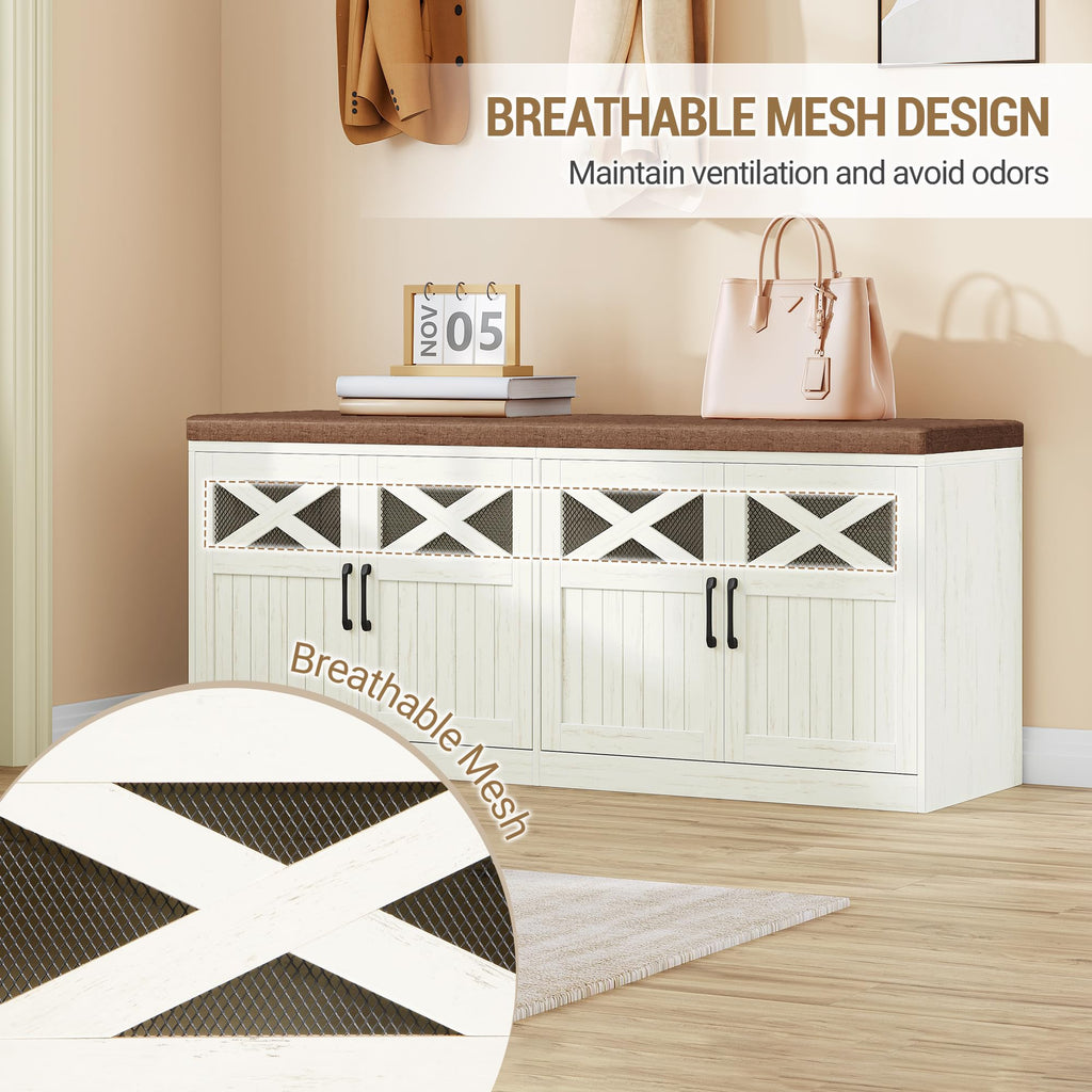 2 Tier Shoe Storage Bench with Cushion Seat