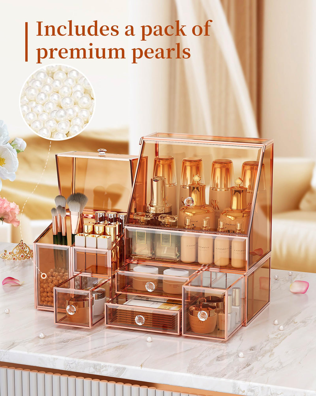 Youdepot Tempered Glass Makeup Organizer