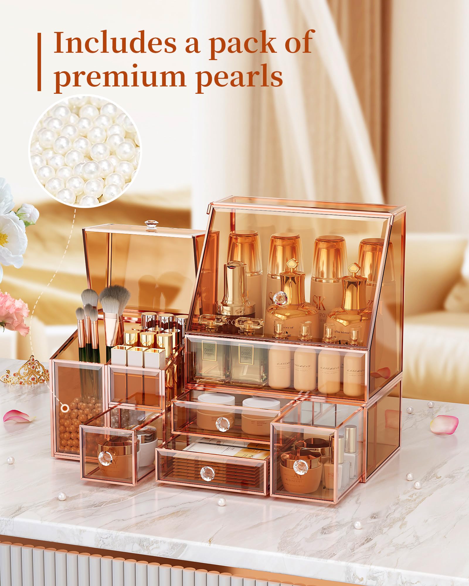 Youdepot Tempered Glass Makeup Organizer