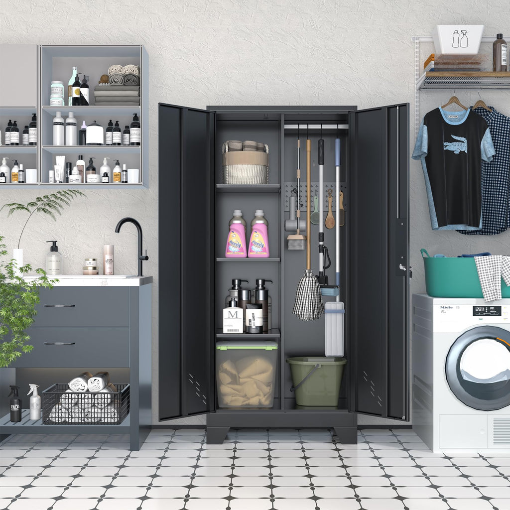 Metal Storage Cabinet with Lockable Doors