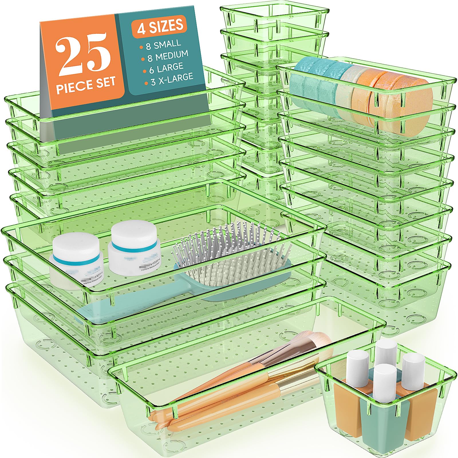 WOWBOX 25 PCS Plastic Drawer Organizer Set