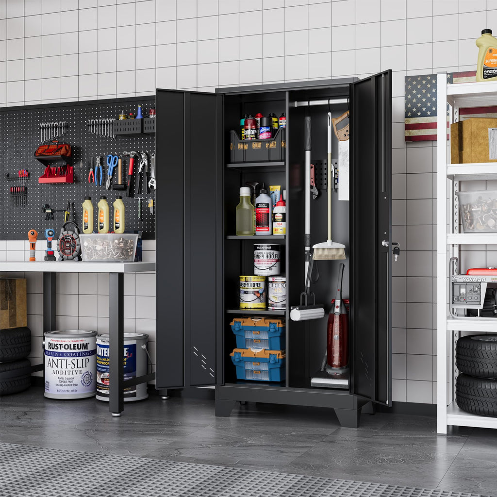 Metal Storage Cabinet with Lockable Doors