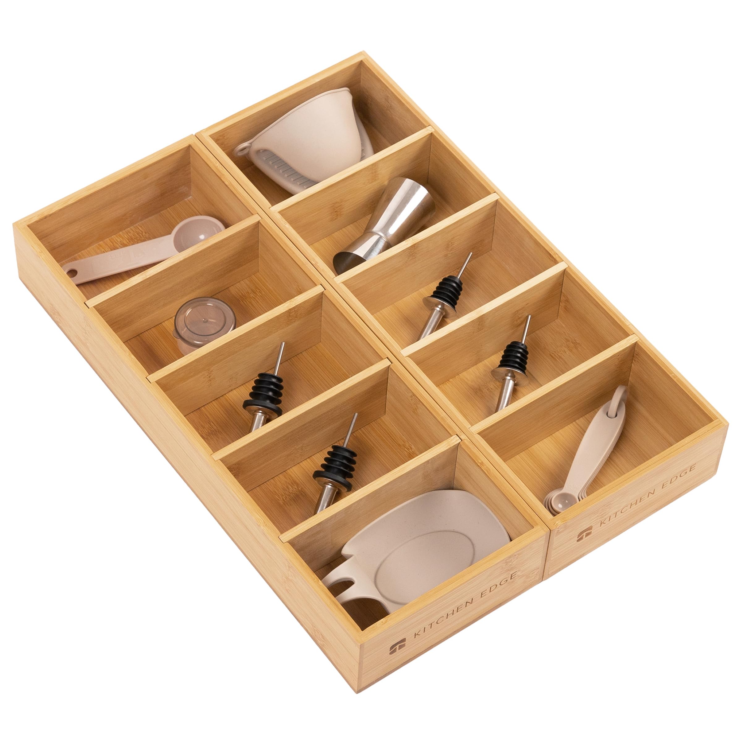 KitchenEdge Premium Kitchen Drawer Organizer, Bamboo