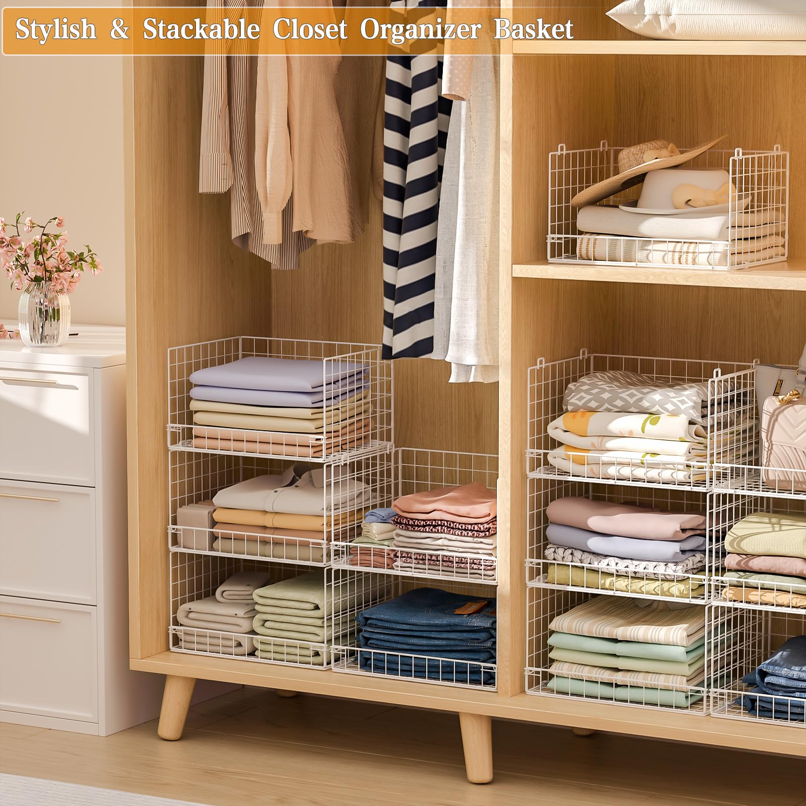 Closet Shelf Organizer Basket for Closet