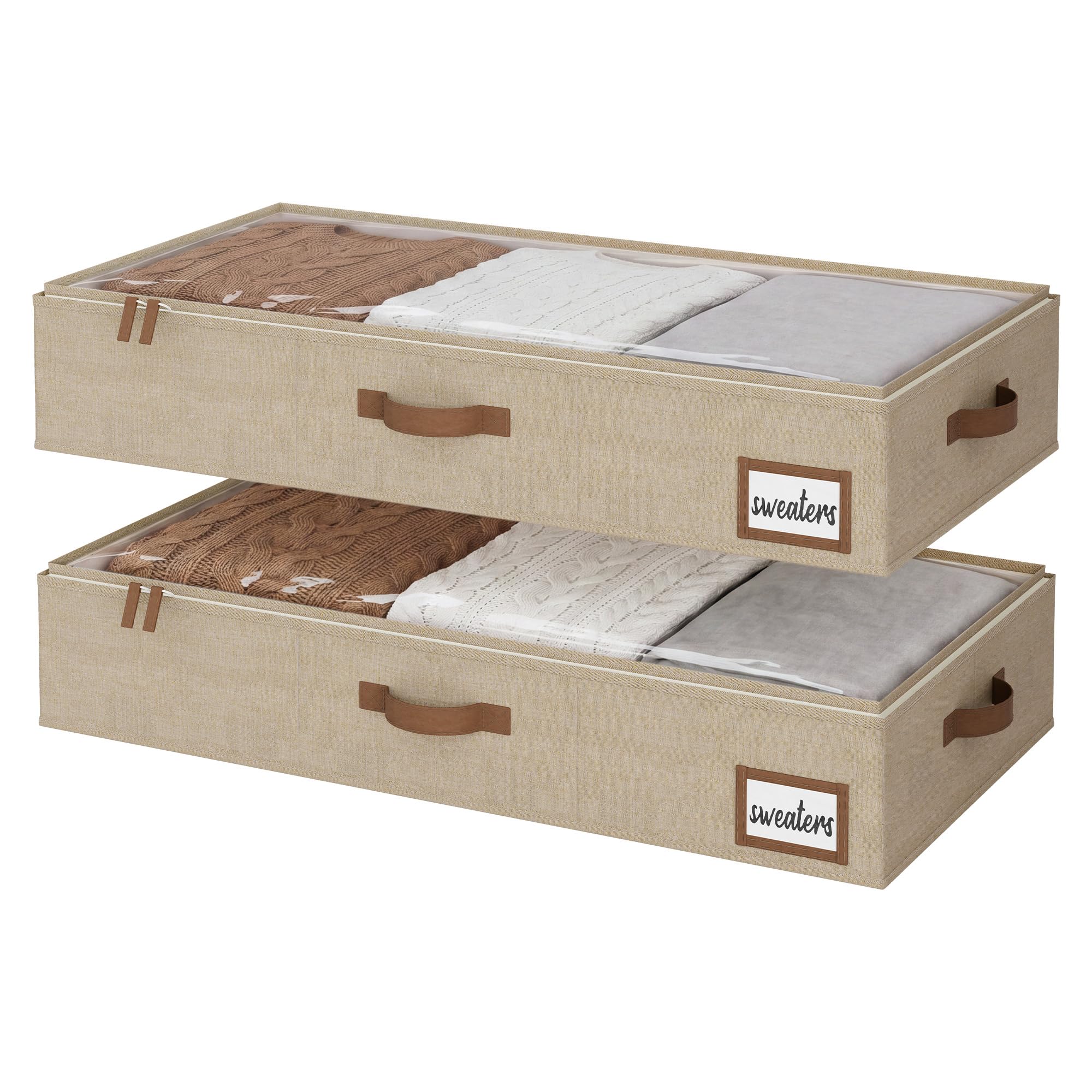 StorageWorks Underbed Storage Bins, Under Bed Storage Containers with Zippers, Closet Organizer for Clothes, Blankets