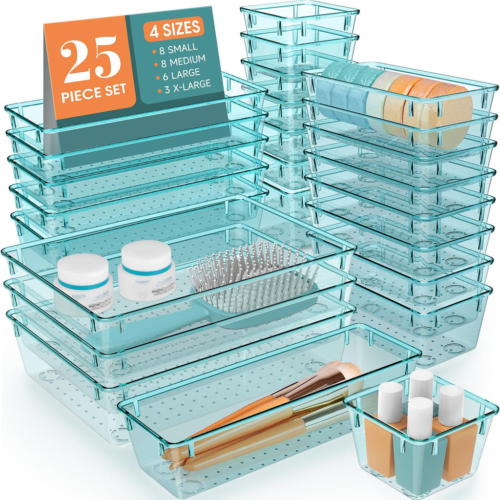 WOWBOX 25 PCS Plastic Drawer Organizer Set