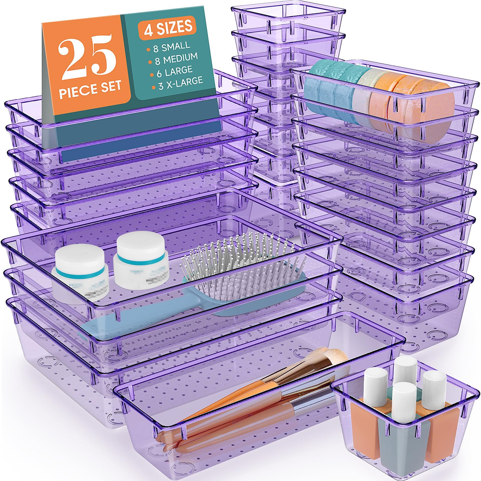 WOWBOX 25 PCS Plastic Drawer Organizer Set