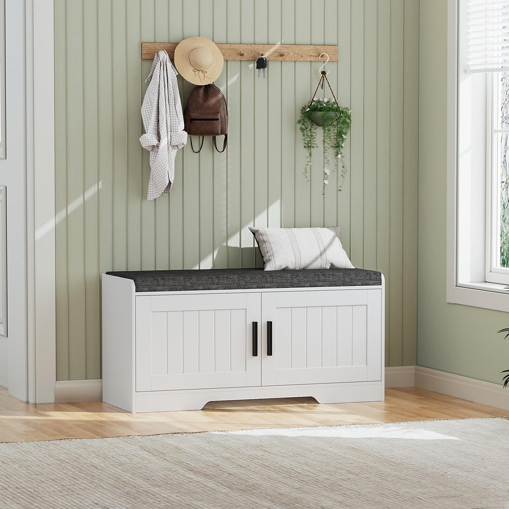 2 Tier Shoe Storage Bench with Cushion Seat