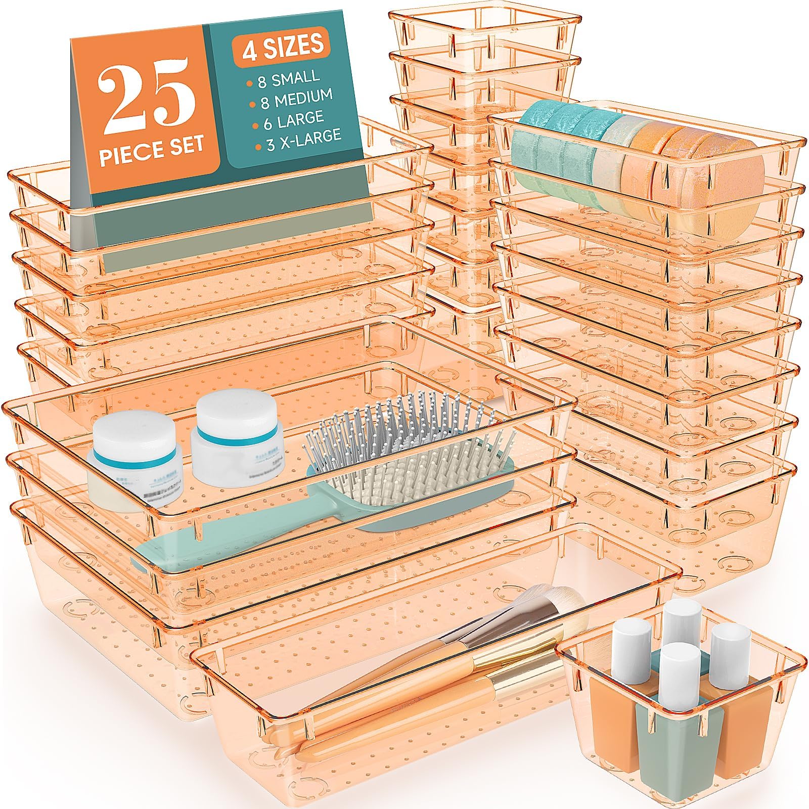 WOWBOX 25 PCS Plastic Drawer Organizer Set