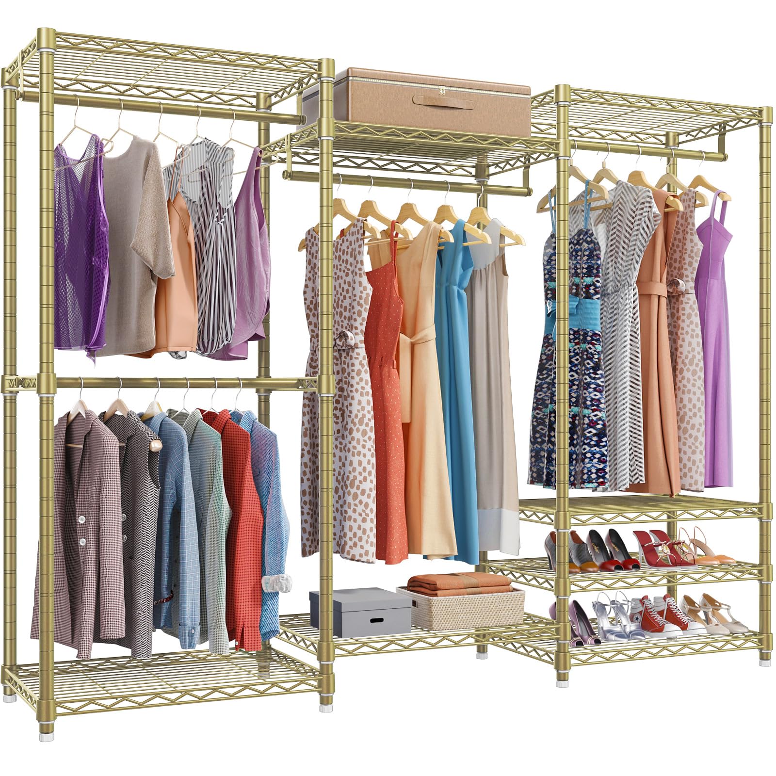 VIPEK V5 Portable Closet Wardrobe Heavy Duty Clothes Rack, Freestanding Clothing Rack with 4 Hang Rods & 8 Shelves, Adjustable Custom Closet Rack