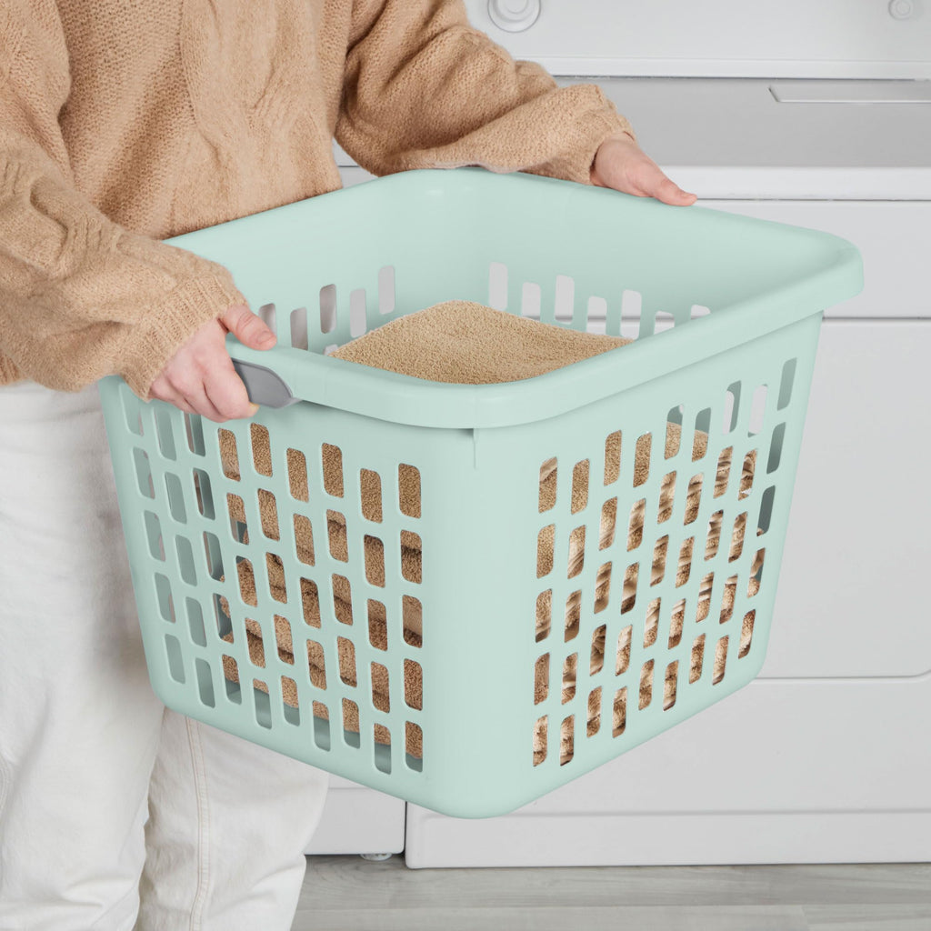 Sterilite Laundry Basket, Plastic Clothes Hamper, Large Square Bin with Comfort Grip Handles and Reinforced Rim