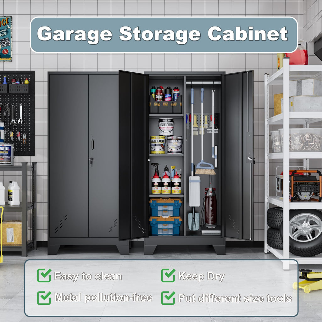 Metal Storage Cabinet with Lockable Doors