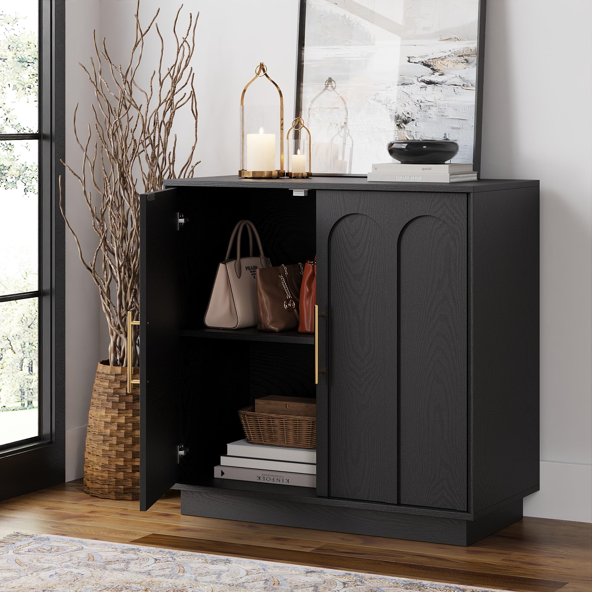 Modern Sideboard Cabinet with Storage Shelves