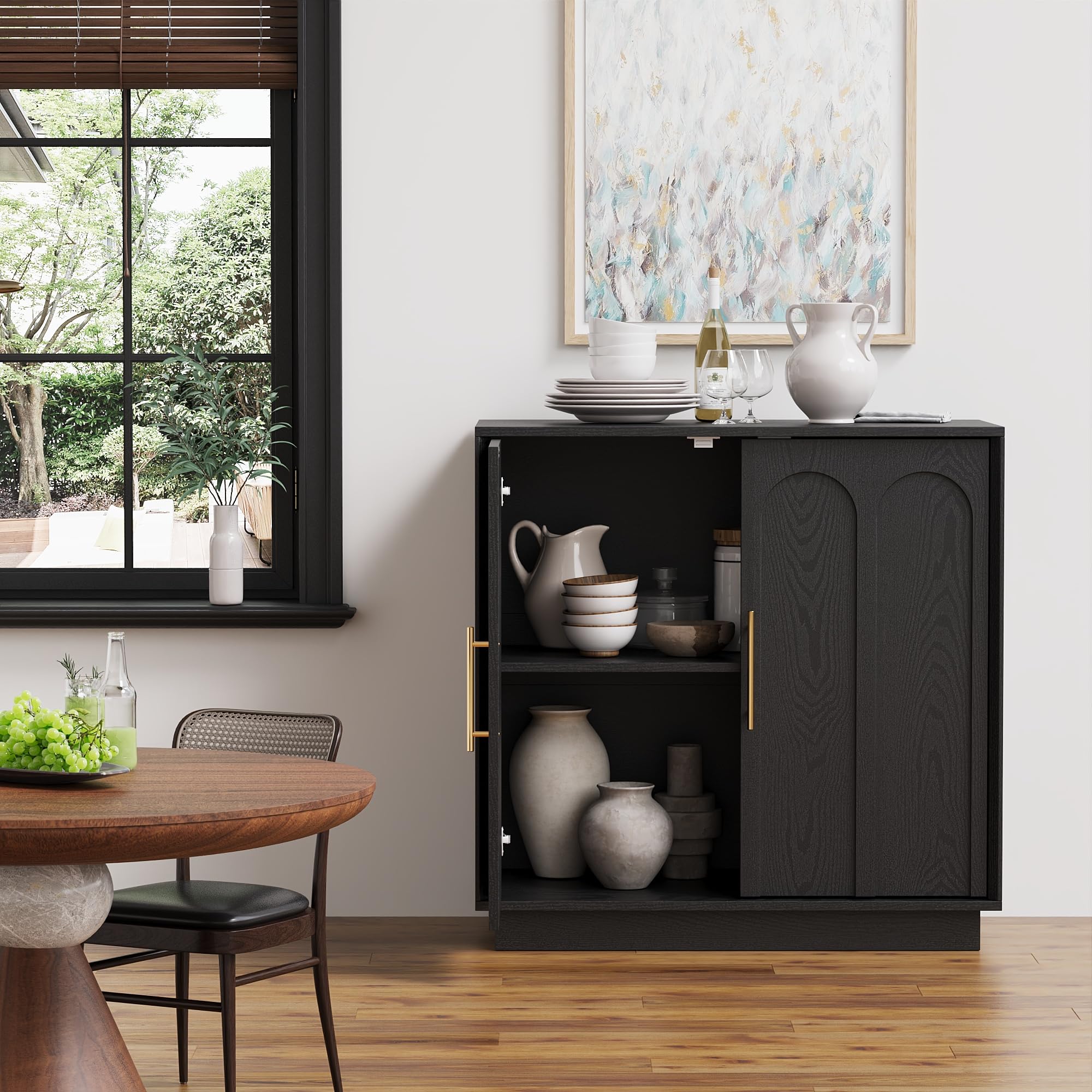 Modern Sideboard Cabinet with Storage Shelves