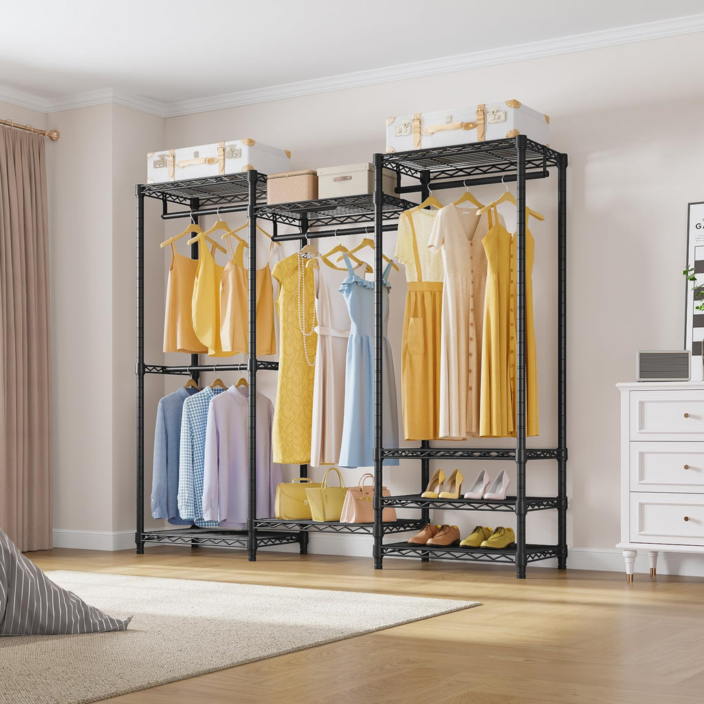 VIPEK V5 Portable Closet Wardrobe Heavy Duty Clothes Rack, Freestanding Clothing Rack with 4 Hang Rods & 8 Shelves, Adjustable Custom Closet Rack
