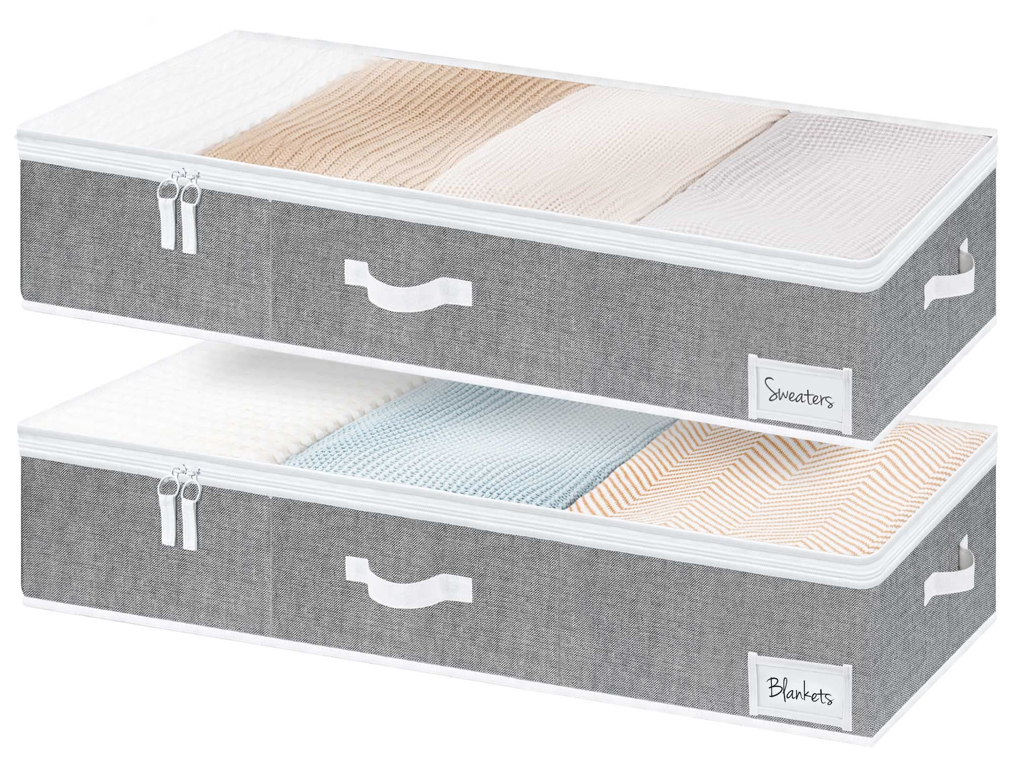StorageWorks Underbed Storage Bins, Under Bed Storage Containers with Zippers, Closet Organizer for Clothes, Blankets