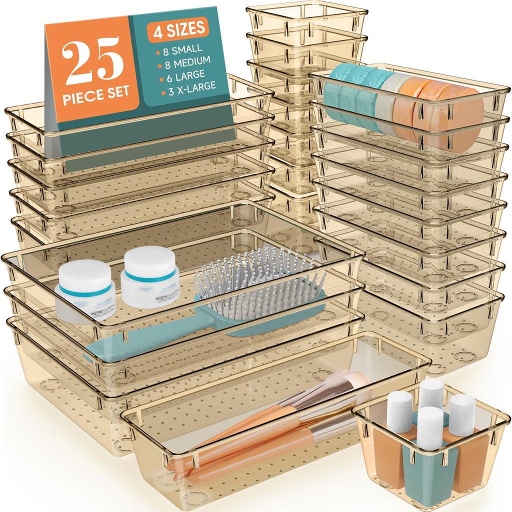 WOWBOX 25 PCS Plastic Drawer Organizer Set