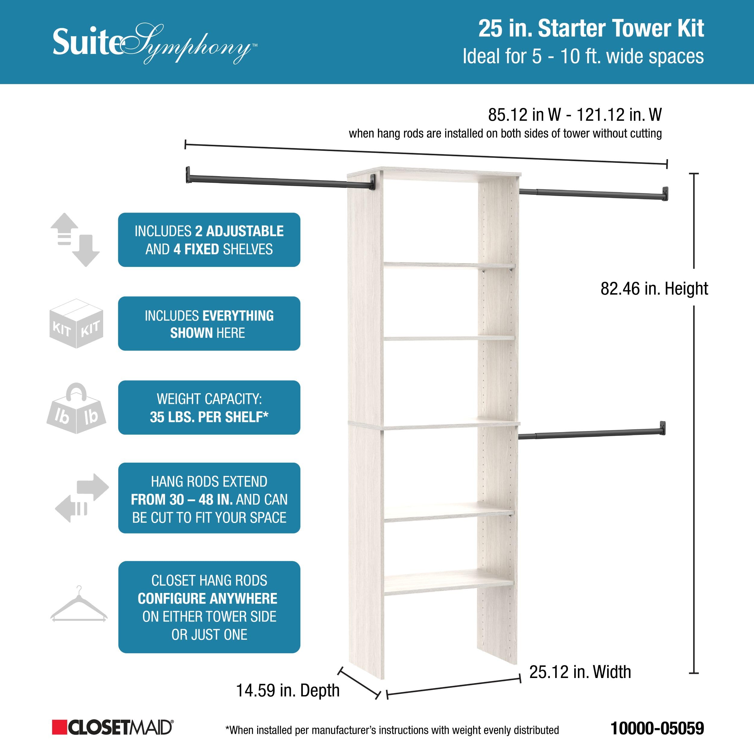 ClosetMaid SuiteSymphony Wood Closet Organizer Starter Kit with Tower