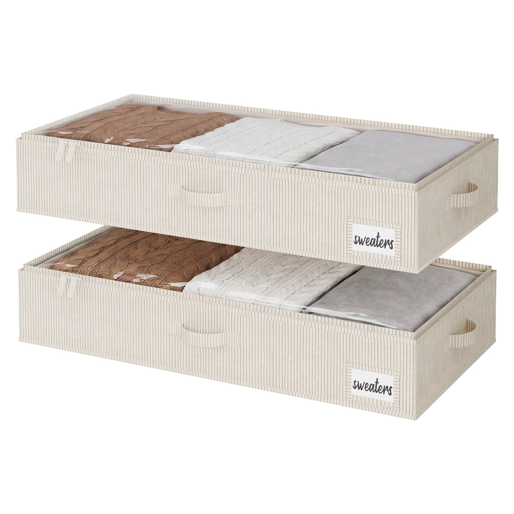 StorageWorks Underbed Storage Bins, Under Bed Storage Containers with Zippers, Closet Organizer for Clothes, Blankets