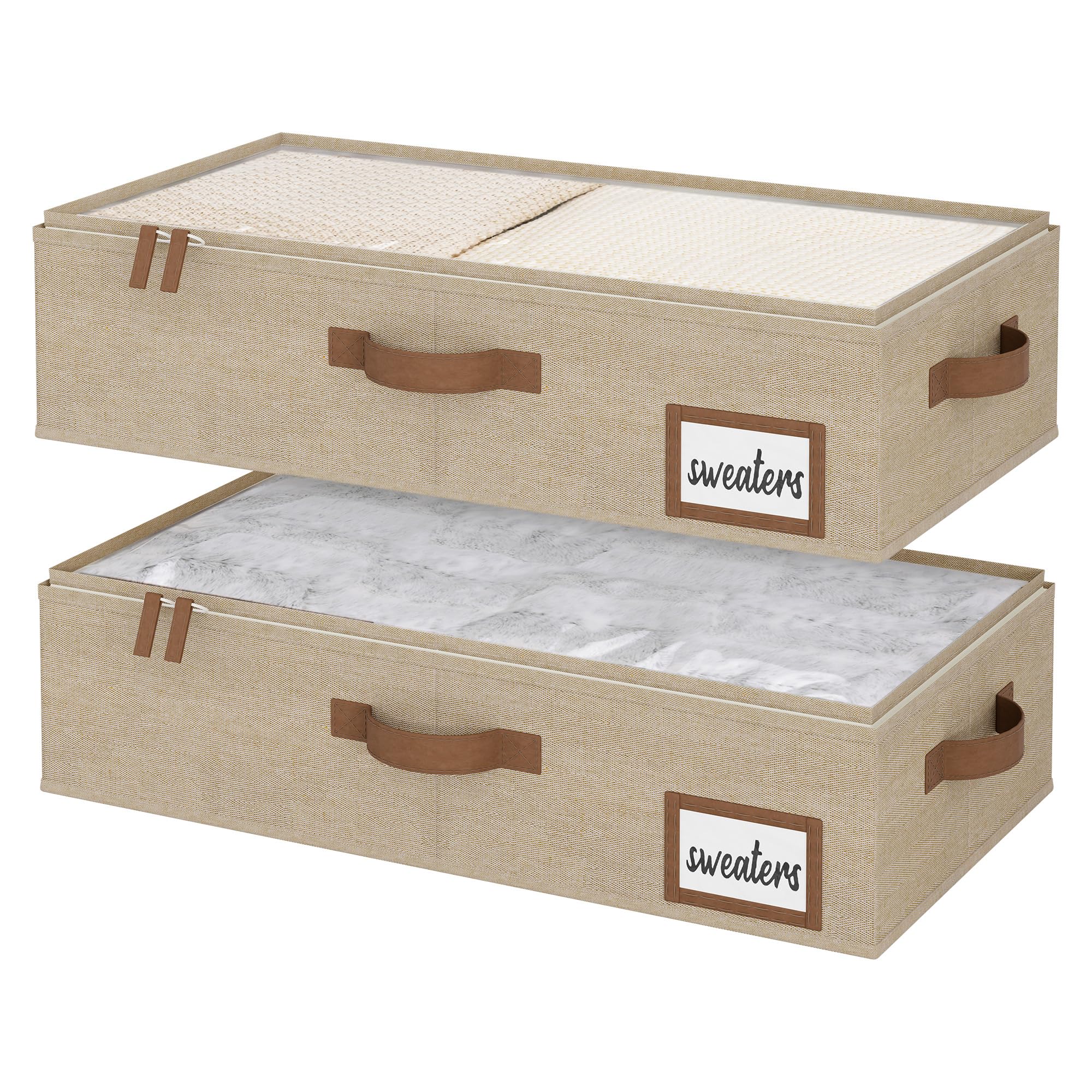 StorageWorks Underbed Storage Bins, Under Bed Storage Containers with Zippers, Closet Organizer for Clothes, Blankets