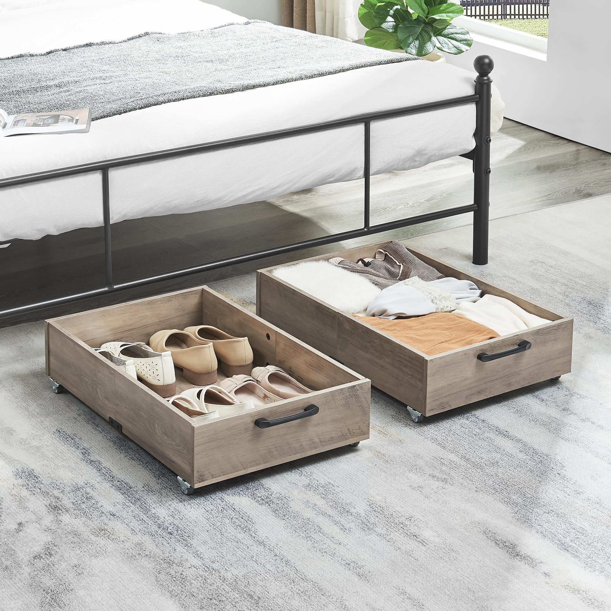 TIOPGHAD 2-Pack Under Bed Storage Drawers Organizer with Wheels