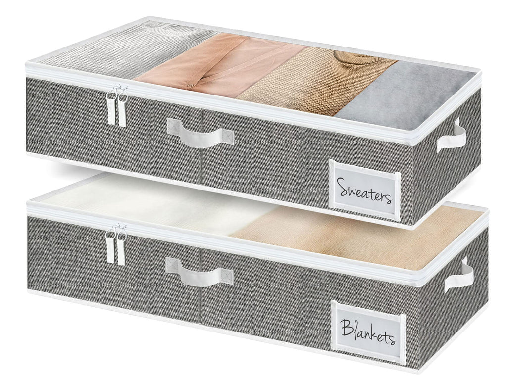 StorageWorks Underbed Storage Bins, Under Bed Storage Containers with Zippers, Closet Organizer for Clothes, Blankets