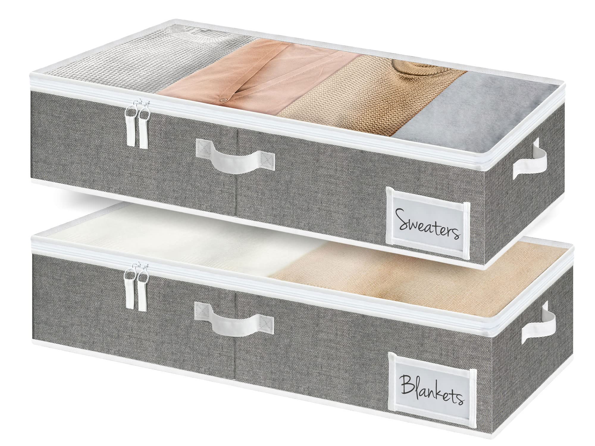 StorageWorks Underbed Storage Bins, Under Bed Storage Containers with Zippers, Closet Organizer for Clothes, Blankets