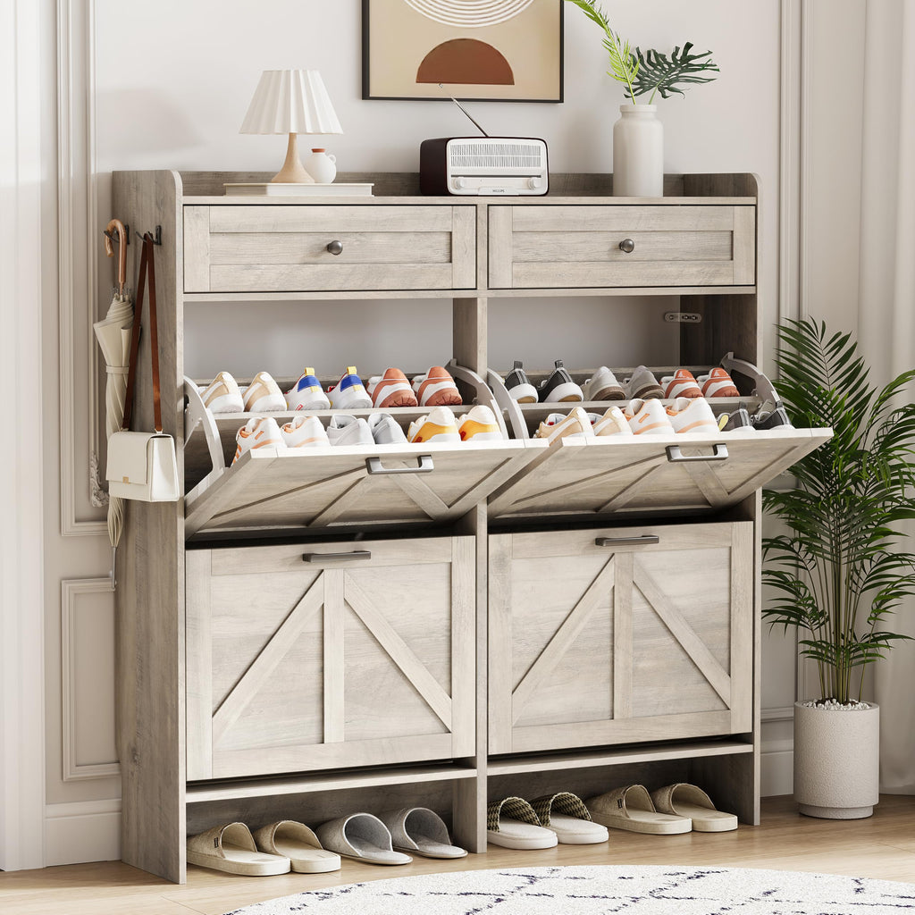 Xixini Shoe Cabinet Flip Drawers & Top Drawers