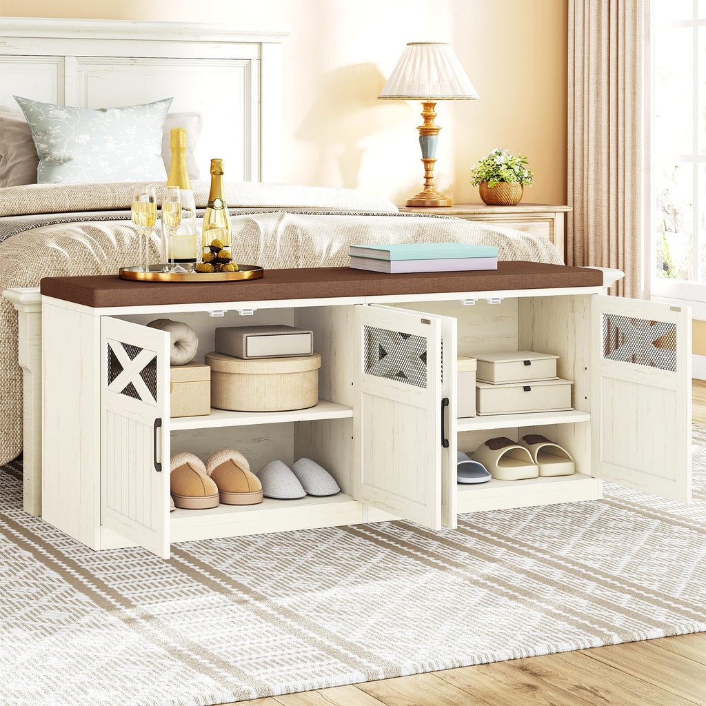 2 Tier Shoe Storage Bench with Cushion Seat