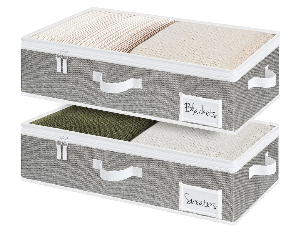 StorageWorks Underbed Storage Bins, Under Bed Storage Containers with Zippers, Closet Organizer for Clothes, Blankets