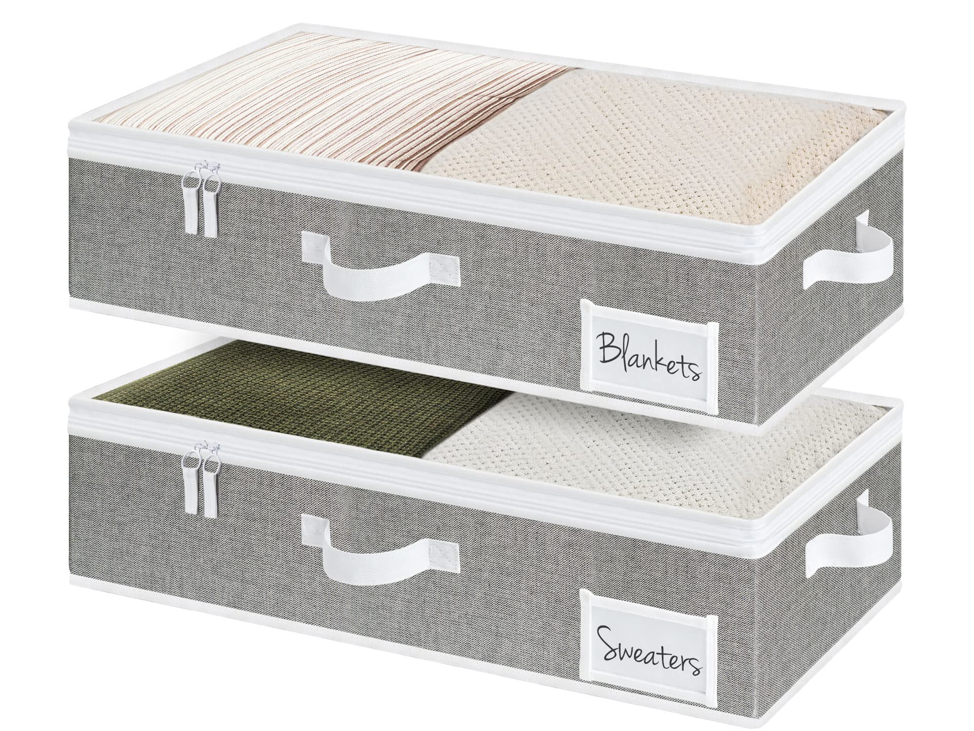 StorageWorks Underbed Storage Bins, Under Bed Storage Containers with Zippers, Closet Organizer for Clothes, Blankets